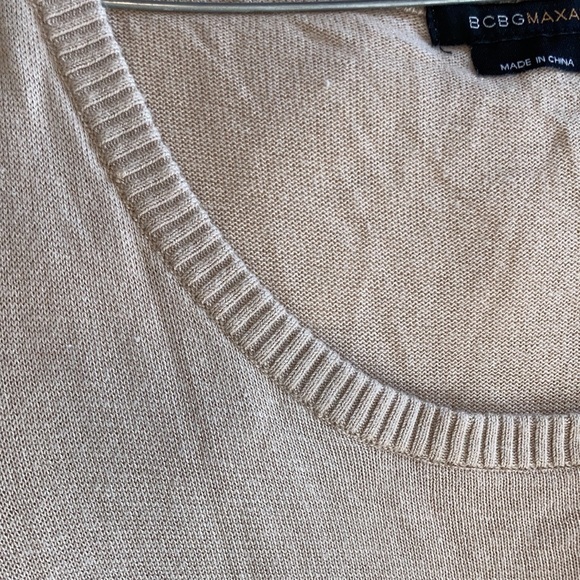 BCBGMaxAzria blue brown tan color block scoop neck ribbed sweater dress sz M - Picture 4 of 17